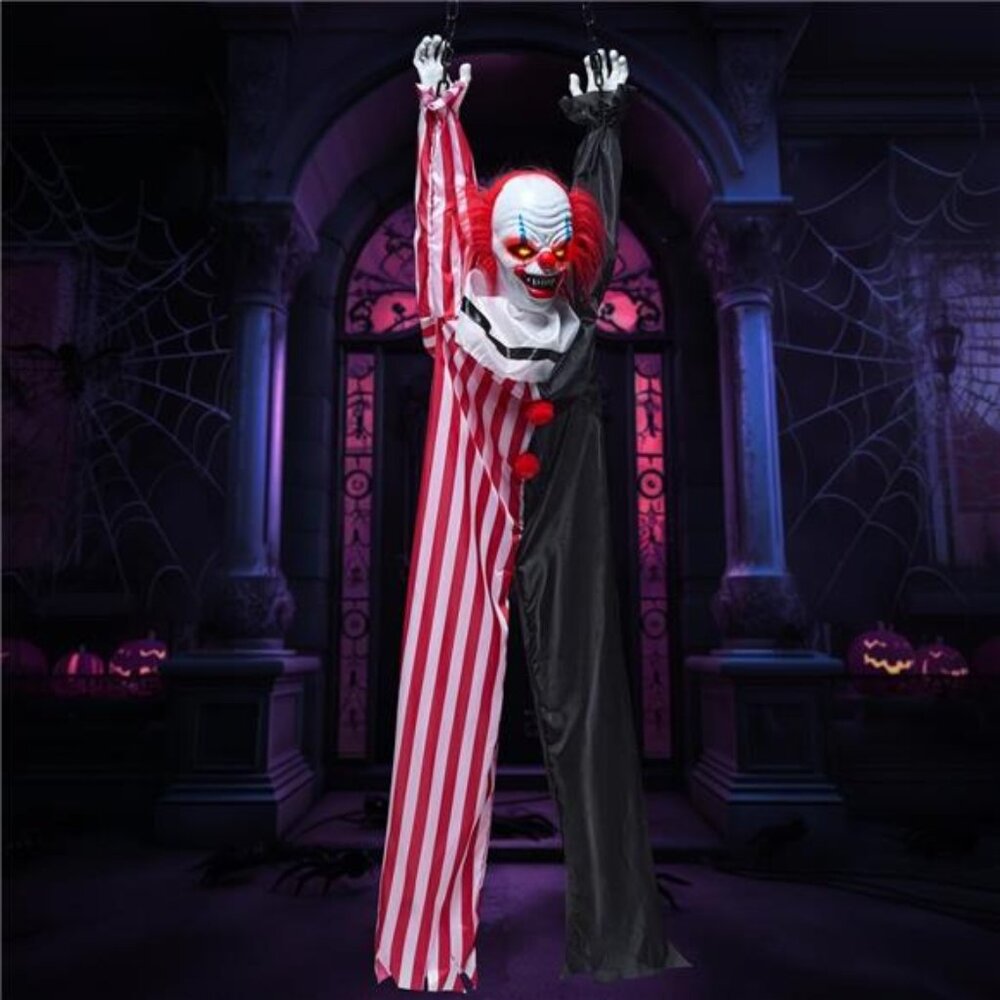JOYIN 65"‎ Halloween Hanging Scary Clown Decorations with Chain, with LED Lights
